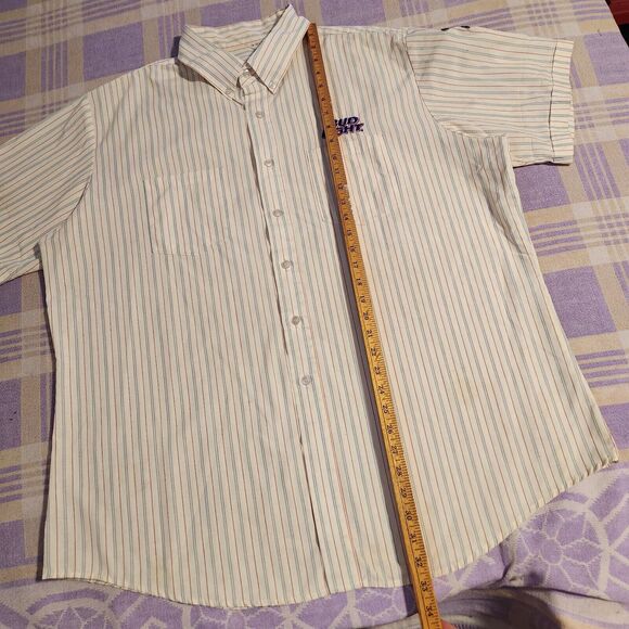 Vintage Bud Light Beer Worker Shirt Button USA Union Anheuser Busch Striped - Picture 7 of 10